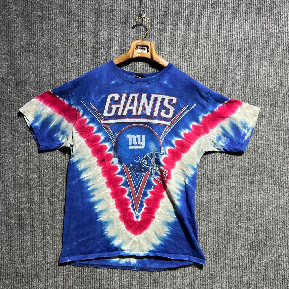 NFL Team Apparel NY Giants T Shirt Mens L Blue Tie Dye Graphic Short Sleeve